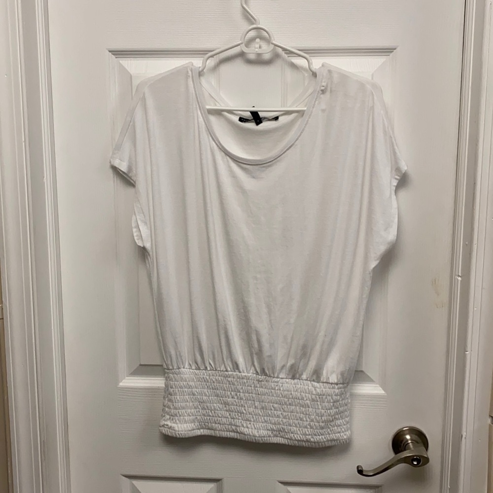 WHITE HOUSE BLACK MARKET Smocked Waist Knit Tee - Picture 2 of 5